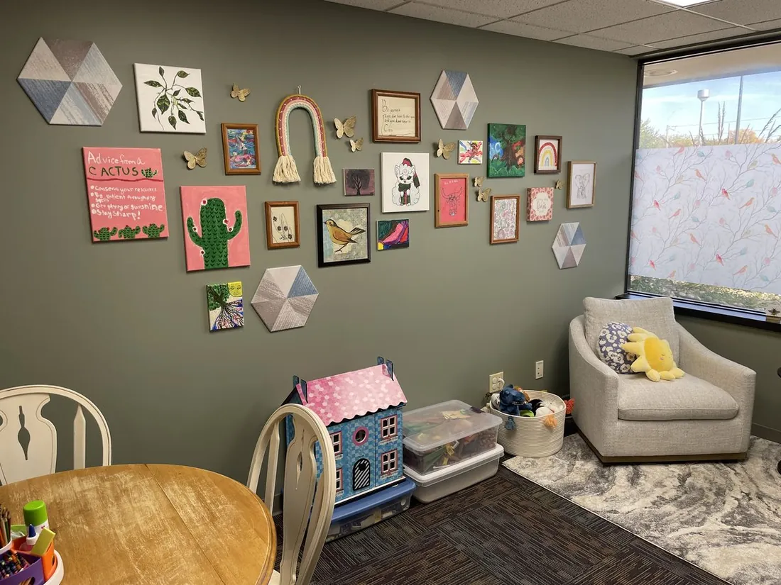 Office wall with calming artwork